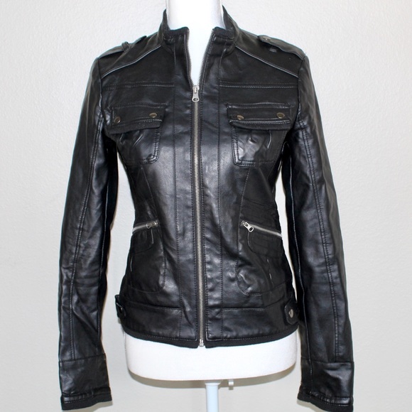 Bernardo Jackets & Blazers - Bernardo Faux Leather Moto Full Zip Jacket - Size Small